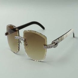 2021 unique designers sunglasses 3524023 XL diamond cuts lens natural hybrid OX horns temples glasses size 58-18-140mm 266n