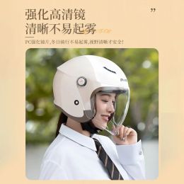 Cute Motorcycle Helmet for Man and Woman Integrated HD Double Visor Open Face Helmets Warming Removable Liner Safety Cap 55-60CM