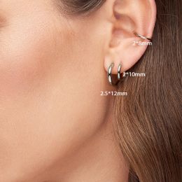 G23 Titanium Huggie Hoop Earrings 12mm Hypoallergenic Cartilage Hinged Sleeper Earrings For Men Women Lightweight Small Hoop