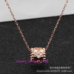 Original 1to1 Van C-A S925 High version silver plated 18K gold kaleidoscope necklace with classic four leaf clover rose waist collarbone chainRG0P