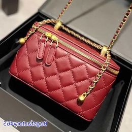 Designer Women 21A Mini Vanity With Chain Bag Luxury Brand Quilted Trunk Shoulder Bags Lady Makeup Case Cosmetic Box Gold Ball Silding Hdis
