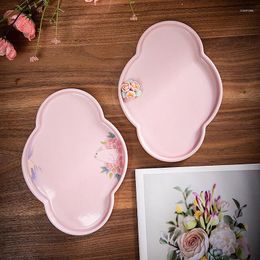 Plates Pink Plate Kneading Flowers Begonia Retro Dry Bubble Table Tea Home Desktop Ornaments Exquisite Ceramic Fruit Dishes