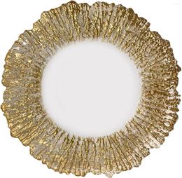 Plates Of 2 13 Inch Gold Glass Charger Round Reef Wedding Plate Elegant