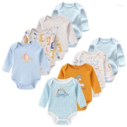 Clothing Sets Unisex Cotton Baby Girl Clothes 4Pieces Long Sleeve Born Boy Print Bodysuit Solid Colour Anmial Bebes
