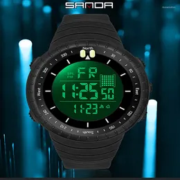 Wristwatches SANDA 2024 Men's Watches Outdoor Sport Military Digital Watch Waterproof Wristwatch For Men Clock Relogio Masculino 6071