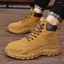 Boots 2024 Trend Casual Men Black Brown Cowboy For Mens Anti Slip Working Man Fashion Shoes