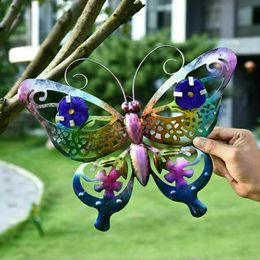 Metal 3D Butterfly Home Decorative Outside Statues Yard Large Wall Art Fence Creative Sculpture Ornament Gift Garden Accessories 240527