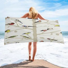 Towel Bird Branch Hand Painted Art Creative Spring Household Bath Microfiber Quick Dry Face Surf Print Beach