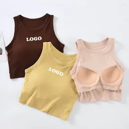 Women's Tanks Custom Logo Women Clothing Top With Pads Printing Tops Slim Fit Ropa De Mujer & Camis Summer Clothes 2024