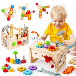 Tools Workshop Kids Tool Bench Wooden Set Toys Montessori Workbench Construction Educational STEM Christmas Birthday Gifts H240527