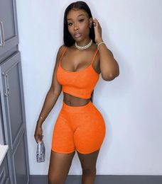 Casual Women039s Two Piece Pants Clothing Sets Summer Tracksuit Crop Top and Biker Shorts Womens Outfits Ensemble Femme3162319