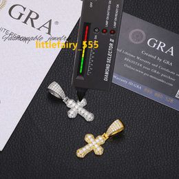 Custom Moissanite Pendant Cross VVS Diamond Necklace Passed Diamond Tester 925 Sterling Silver Ice Crystal Baguette Cross