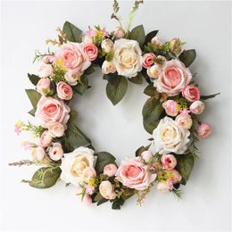 Decorative Flowers Artificial Wreath Hydrangea Festival Hello Door Decoration Courtyard Front Wall Background Arrangement