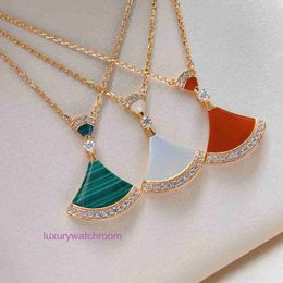 Classic Fashion Bolgrey Pendant Necklaces B double layered small skirt necklace female rose gold fanshaped versatile collarbone chain mother of pearl agate light l