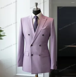 Men's Suits Light Purple Men Blazer Business Formal Office Coat Casual Work Prom Single Jacket Wedding Party Fashion Male Suit A30