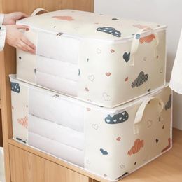 Storage Bags Big Capacity Dust-Proof Folding Non Woven Fabric Box Quilt Clothes Toy Bag Clear Window Zipper Organizer Bedroom Clean