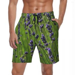 Men's Shorts Men Board Lavender Dreams Casual Swim Trunks Blooming Floral Print Quick Drying Sportswear Plus Size Beach Short Pants