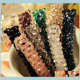 Barrettes Crystal Four Rows Spring Hairpin Super Shiny Handmade Beaded Hair Clips 6 Colours Wholesale Women Jewellery Drop Delivery 2021 206H