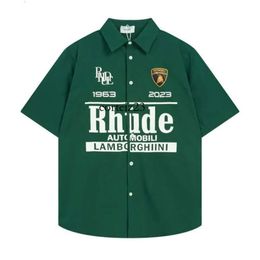 rhude shirt Classic Rhude Shirt Summer Heavy Fabric Couple Fashion designer t shirt Brand Polos Shirts Men Po for Mens New Style High Quality Polo Shirt US Size 181