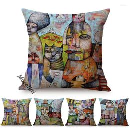 Pillow Modern Art Abstract Impressionism Showroom Decoration Sofa Case Nordic Folk Hand-Painted Oil Painting Style Cover