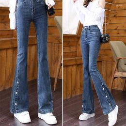 Women's Jeans High Waist Full Denim Women Fashion Ladies Women's Elastic Wide-Leg Chic Straight Pants Show Thin