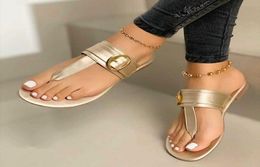 Slippers Summer Flip Flops Women Flat Roman Beach Sandals Ladies Black White Gold Outdoor Female Slides Big Size9469761