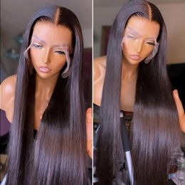 360 Lace Frontal Straight Human Hair Wigs Brazilian 28 30 inch Synthetic Front Closure Wig For Women Pofmk