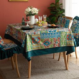 Table Cloth Thickened Home Dining Mat Bohemian Retro Rectangular Tablecloth Printed Stitching