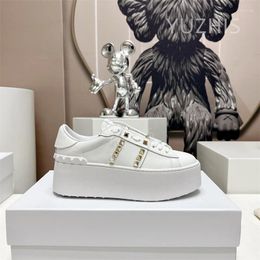Casual Shoes Women Genuine Leather Sneakers Flat Platform Rivet Sports Leisure Flats Designer Lace Up Zapatillas Mujer