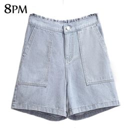 Womens Plus-Size Shorts Comfort Waist Bermuda Short Loose Casual A Style Wide Leg Denim Shorts With Pocket 3XL 4XL ouc1530 240527