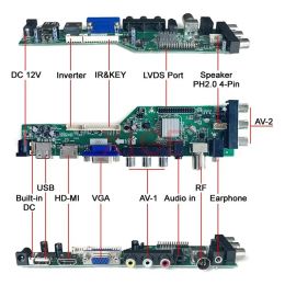 DVB Digital LCD Matrix Controller Board Fit B101XTN01.0 B101XTN01.1 Kit AV RF USB VGA HDMI-Compatible 40 Pin LVDS 1366*768 10.1"