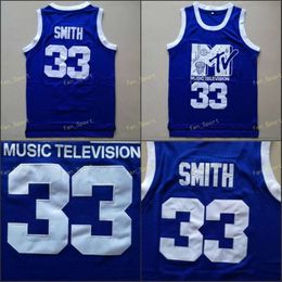 Will Smith #33 Jersey Music Television First Annual Rock N'Jock B-Ball Jam 1991 Men Blue Color Double Stiched Logos & Name & Number IN STOCK