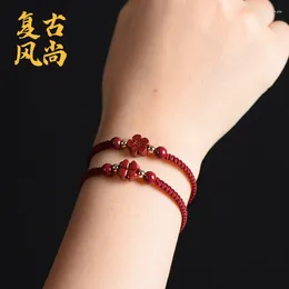 Charm Bracelets Natural Zodiac Lucky Clover Red String Bracelet Year Of Fate Handmade Hand Rope Chinese Style Accessories