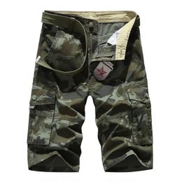 Military Men Camouflage Tactical Cargo Shorts Summer Y2k Multiple Pockets Loose Big Size Outdoor Sports Knee Lenght Pants 240513