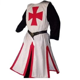 Plus Size Men Mediaeval Cosplay Robes Templar Knight Crusader Surcoat Long Sleeve Short Tops Reenactment Costume