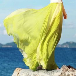 Skirts Summer Bohemian Tie Dye Print Beach Chiffon Long Dress For Women Fashion Elegant Holiday Casual Irregular Swing Maxi
