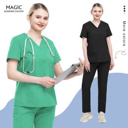Short sleeved doctors clothing detergent set pet clinic work suit S-3XL dental care uniform set 240520