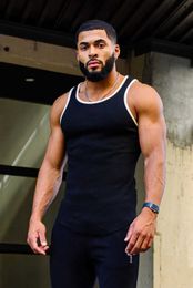 Men's Tank Tops Summer New Fitness Exercise Breathable Elastic Tank Top Mens Beach Outdoor Running Leisure Sports Sleeveless I-Vest Trend Y240522