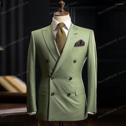 Men's Suits Light Green Men Blazer Business Formal Office Coat Casual Work Prom Single Jacket Wedding Party Fashion Male Suit A23