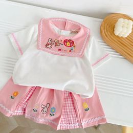 Clothing Sets Summer Girl Two Piece Short Sleeved Skirt Set Girls Dress Baby Dresses Kids T-shirts Cute Tops Ropa Tutu Skirts Faldas