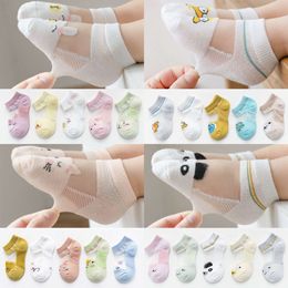 5Pairs/lot Summer Mesh Newborn Thin for Cotton Infant Casual Boy Girls Toddler Cartoon Baby Socks