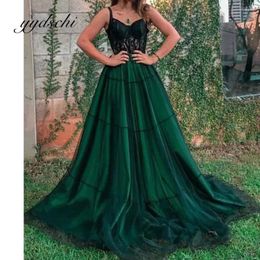 Party Dresses A-Line Prom Dress Sweetheart Tulle Green Lace Applique Sling Princess Dance Floor Length Court Train For Women 2024