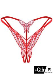 Women039s Panties Sexy Erotic Women Lace Butterfly Sequins GString Briefs Crotchless Female Thong For Sex Transparent Underwea5674512