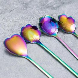 Spoons Portable Flower Spoon Small Golden Shape Scoop Silver Beautiful Tableware Supplies For Coffee Honey Salad