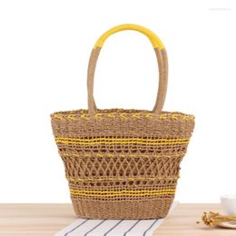 Evening Bags British Style Hollow Paper Striped Woven Bag Fashion Travel Holiday Shoulder Portable Straw Beach