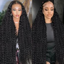 30 40 Inch Deep Wave 13x6 HD Lace Front Wigs Human Hair Brazilian Water Curly 250 Density Transparent Lace Frontal Wig