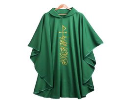 Holy Religion Clergy Green Catholic Church Robe Priest Chasuble Celebrant Roll Collar Vestments Cosplay Costumes 3 Styles2788015