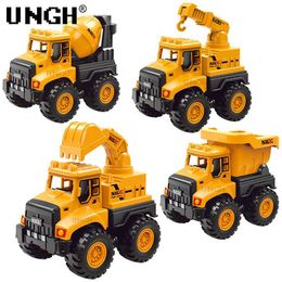 Diecast Model Cars UNGH 4-piece/set engineering alloy die-casting car model electric excavator tractor childrens toy boy car toy gift S2452722