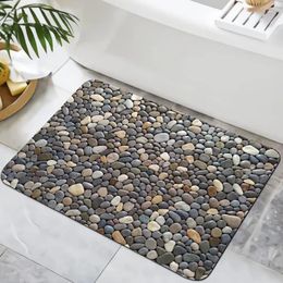 Bath Mats Shower Room Carpet Pebble Stone Bathroom Rugs Non Slip Washable Cobblestone Pattern Mat Small Rubber Backed Floor