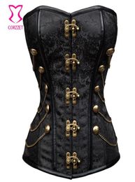 Vintage Brocade Black Gothic Corset Burlesque Korsett For Women Plus Size Corsets and Bustiers Steampunk Clothing 3XL Corselet4099162